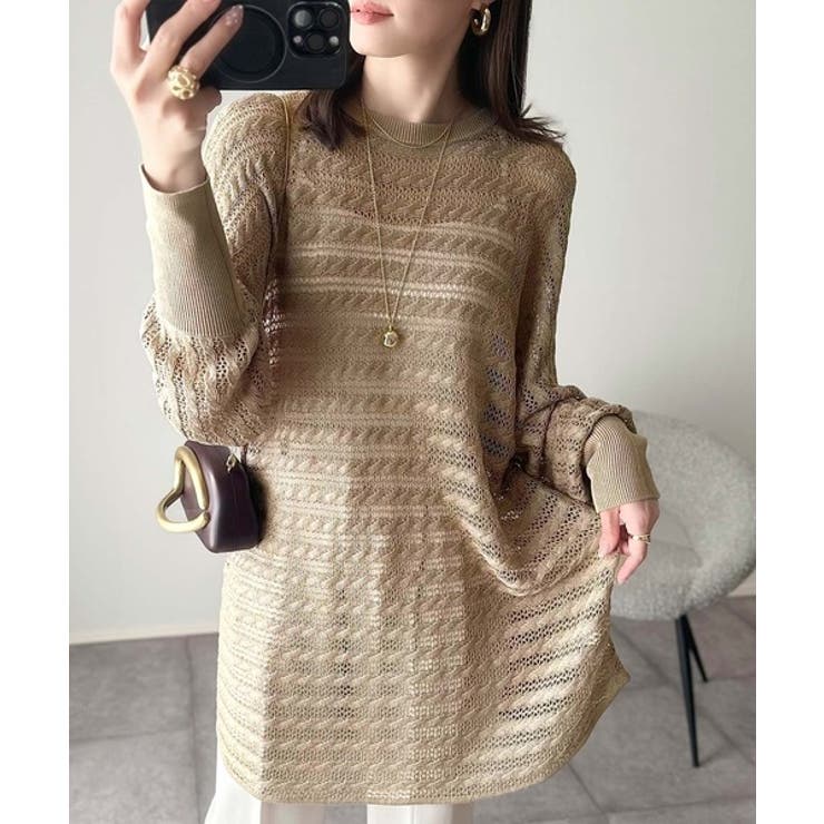 大人の洗練カジュアル。透かし編みケーブル柄ニットプルオーバー（長袖） | Classical Elf  | 詳細画像16 