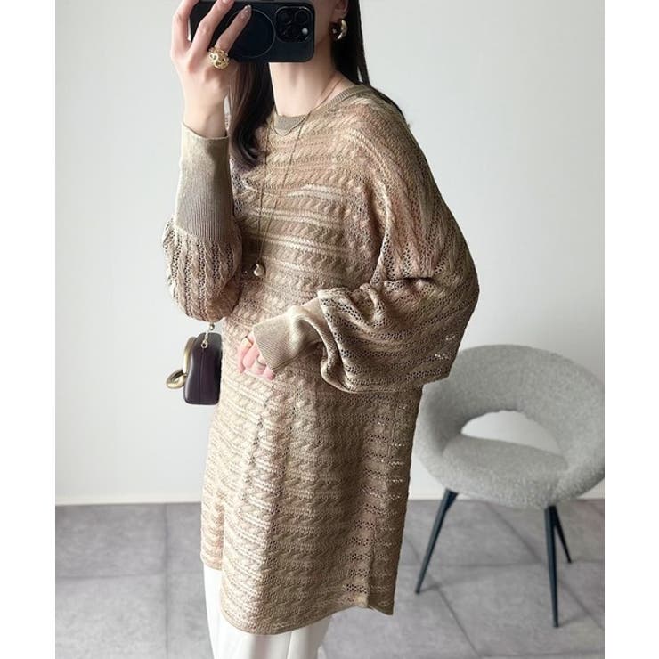 大人の洗練カジュアル。透かし編みケーブル柄ニットプルオーバー（長袖） | Classical Elf  | 詳細画像17 