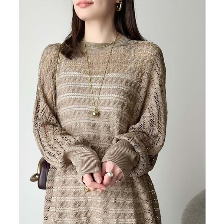 大人の洗練カジュアル。透かし編みケーブル柄ニットプルオーバー（長袖） | Classical Elf  | 詳細画像18 