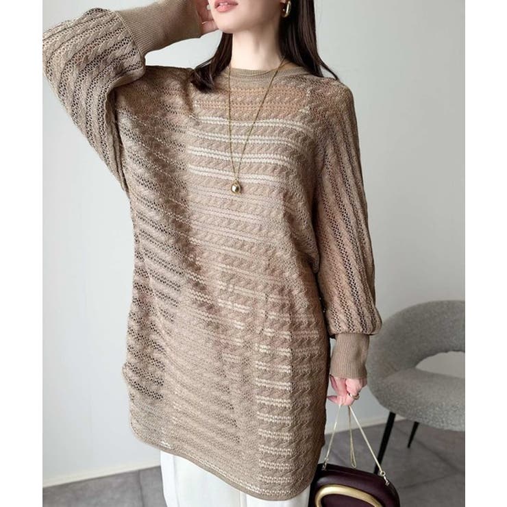 大人の洗練カジュアル。透かし編みケーブル柄ニットプルオーバー（長袖） | Classical Elf  | 詳細画像19 