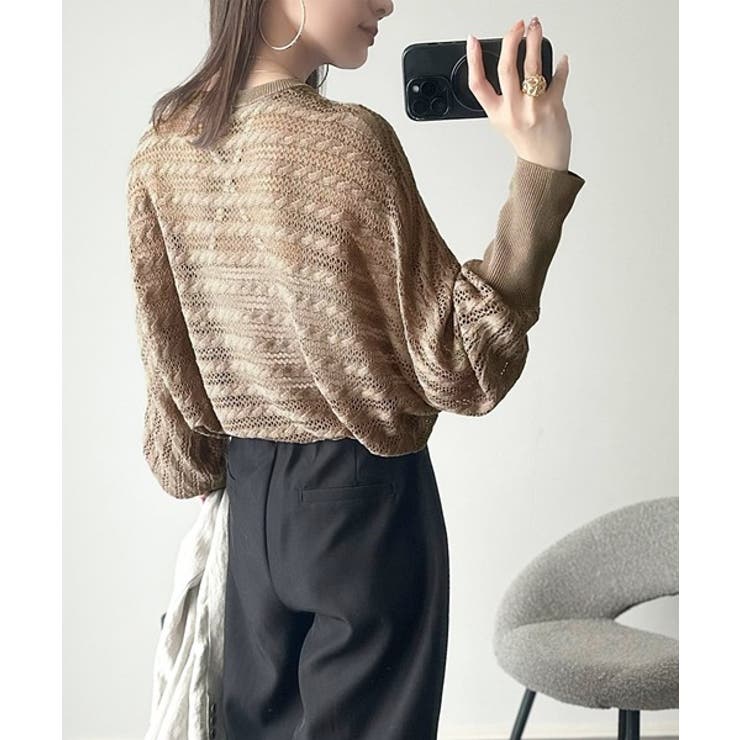 大人の洗練カジュアル。透かし編みケーブル柄ニットプルオーバー（長袖） | Classical Elf  | 詳細画像20 