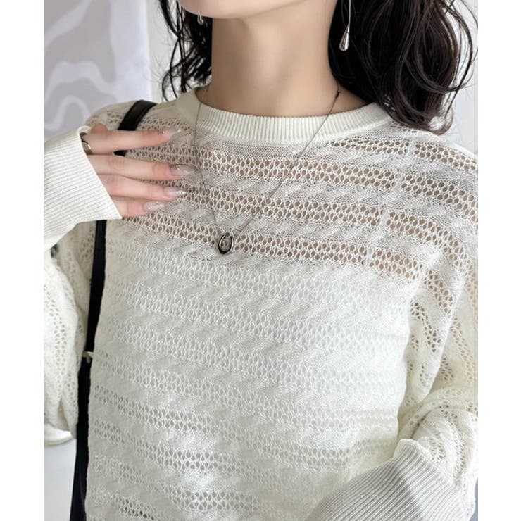 大人の洗練カジュアル。透かし編みケーブル柄ニットプルオーバー（長袖） | Classical Elf  | 詳細画像21 