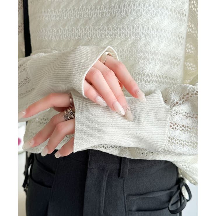 大人の洗練カジュアル。透かし編みケーブル柄ニットプルオーバー（長袖） | Classical Elf  | 詳細画像23 