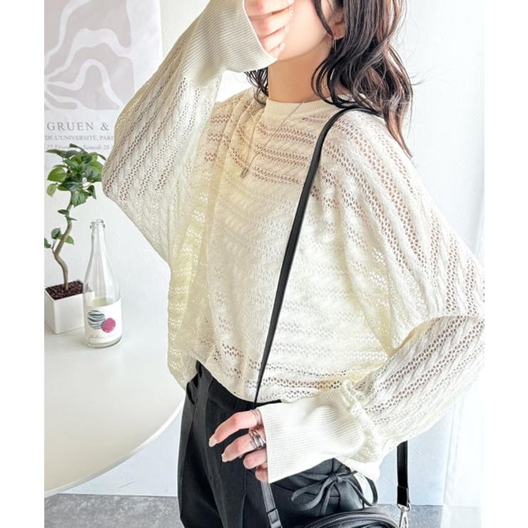 大人の洗練カジュアル。透かし編みケーブル柄ニットプルオーバー（長袖） | Classical Elf  | 詳細画像2 