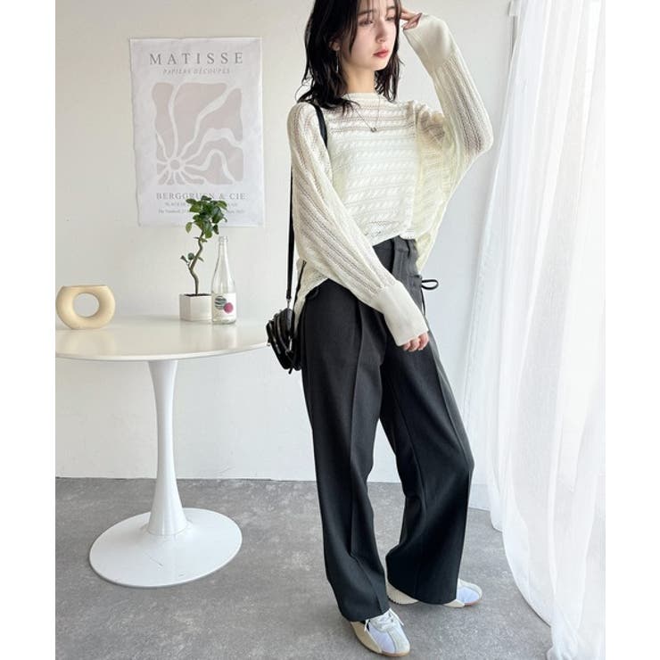 大人の洗練カジュアル。透かし編みケーブル柄ニットプルオーバー（長袖） | Classical Elf  | 詳細画像3 