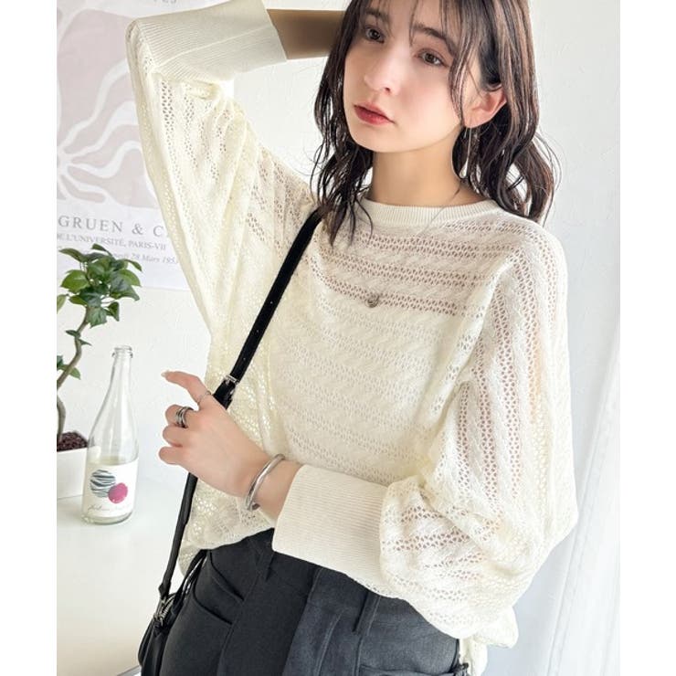 大人の洗練カジュアル。透かし編みケーブル柄ニットプルオーバー（長袖） | Classical Elf  | 詳細画像4 