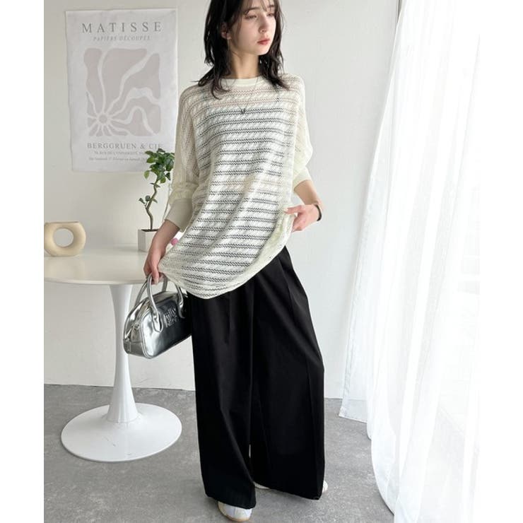 大人の洗練カジュアル。透かし編みケーブル柄ニットプルオーバー（長袖） | Classical Elf  | 詳細画像6 