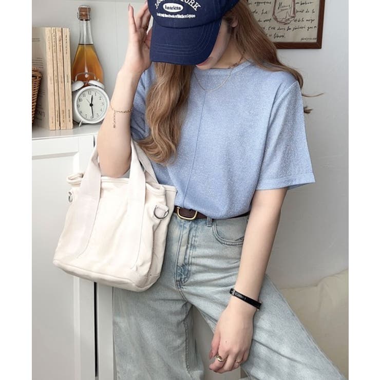 ブルー | 光を纏う。センターメロウシアーラメ半袖Tシャツ | Classical Elf 