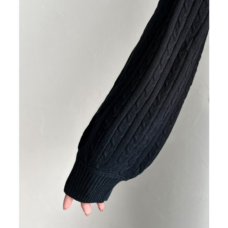 ”品よく華やぐ”。大人のマストバイニット。胸刺繍ケーブル編みポロ襟スキッパーニッ… | Classical Elf  | 詳細画像35 