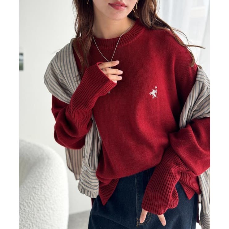 さらり抜け感ある着こなしが叶う。胸刺繍サムホール付きシンプルニット | Classical Elf  | 詳細画像26 