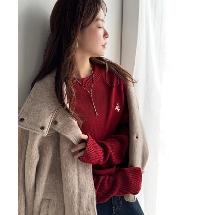 さらり抜け感ある着こなしが叶う。胸刺繍サムホール付きシンプルニット | Classical Elf  | 詳細画像30 