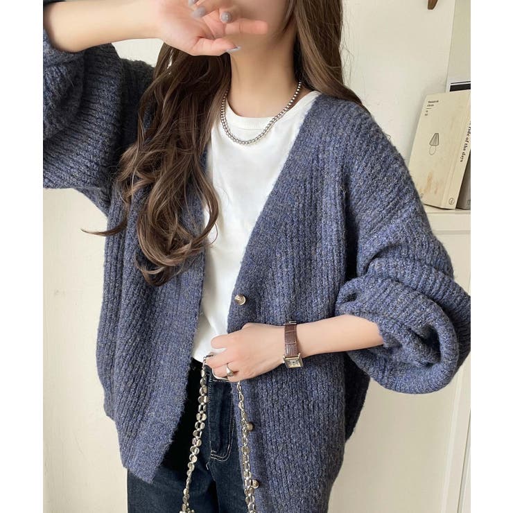 大人上品なニュアンスを演出◎比翼Vネックミックスニットカーディガン（長袖） | Classical Elf  | 詳細画像28 