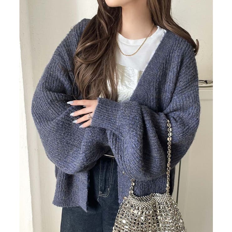 大人上品なニュアンスを演出◎比翼Vネックミックスニットカーディガン（長袖） | Classical Elf  | 詳細画像30 