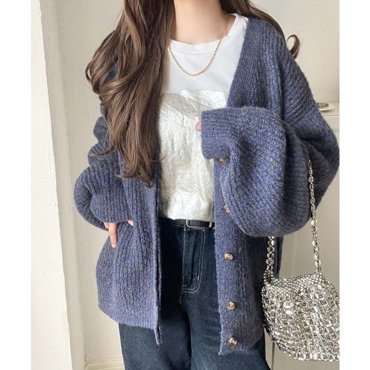 大人上品なニュアンスを演出◎比翼Vネックミックスニットカーディガン（長袖） | Classical Elf  | 詳細画像31 