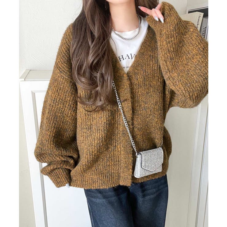 大人上品なニュアンスを演出◎比翼Vネックミックスニットカーディガン（長袖） | Classical Elf  | 詳細画像38 