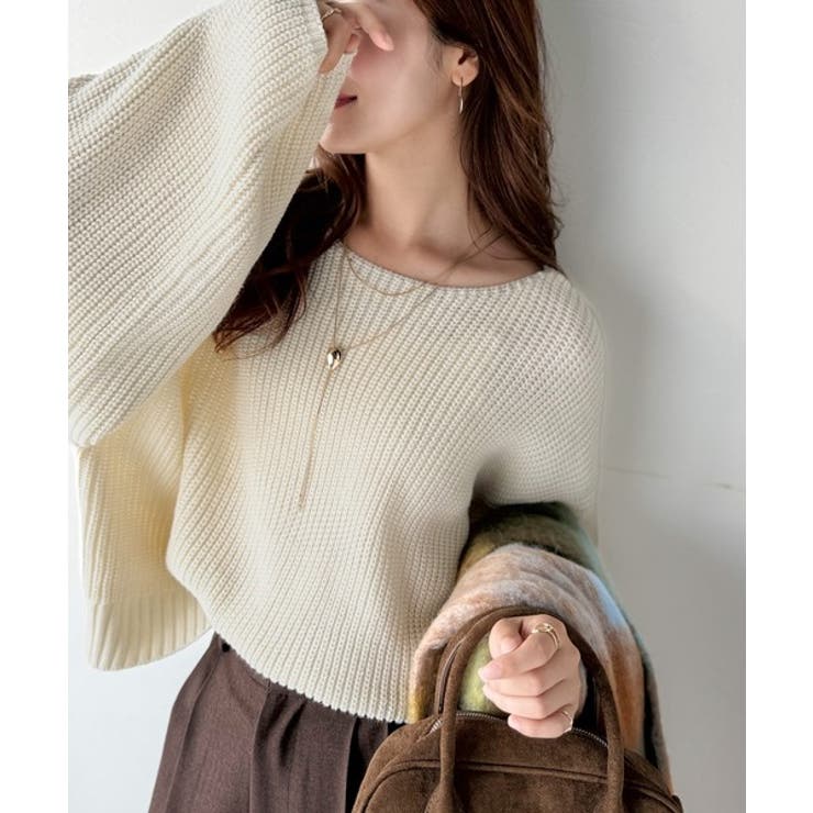 立体スリーブで叶える、こなれシルエット。コクーンスリーブシンプルプルオーバーニッ… | Classical Elf  | 詳細画像4 