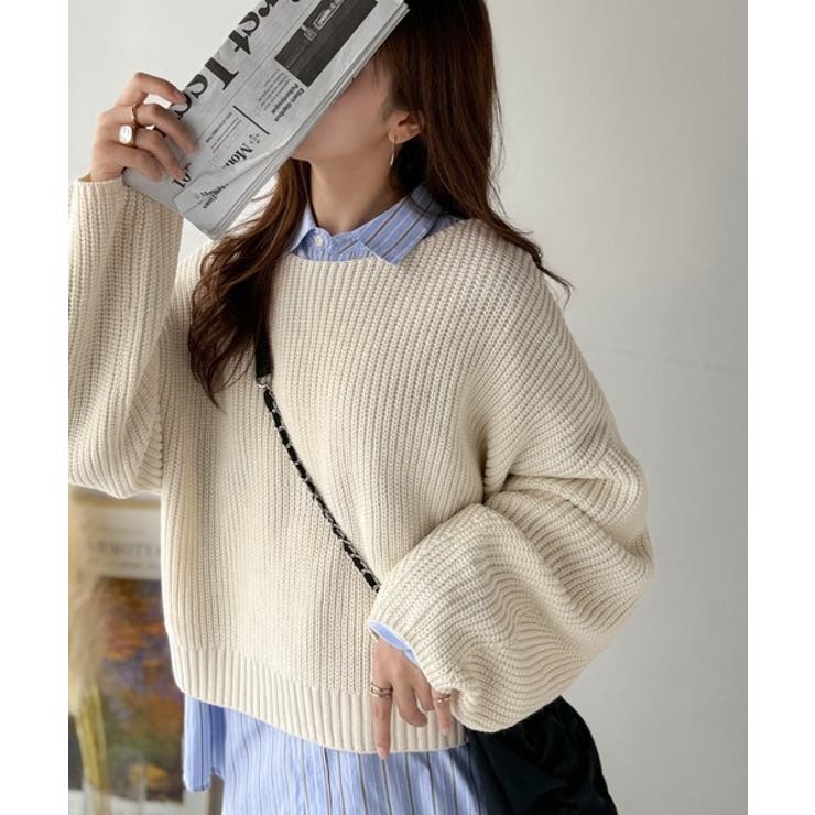 立体スリーブで叶える、こなれシルエット。コクーンスリーブシンプルプルオーバーニッ… | Classical Elf  | 詳細画像5 