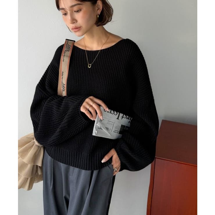 立体スリーブで叶える、こなれシルエット。コクーンスリーブシンプルプルオーバーニッ… | Classical Elf  | 詳細画像11 