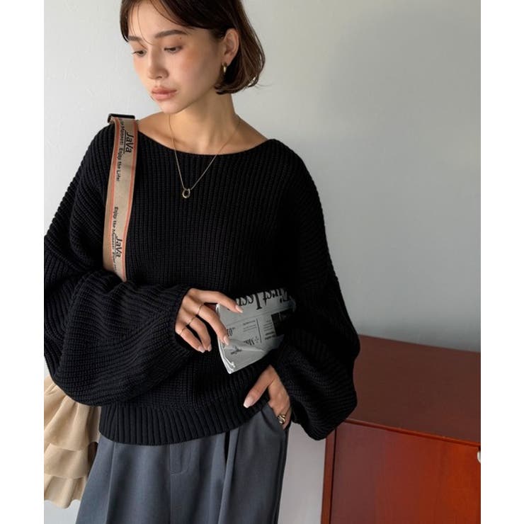立体スリーブで叶える、こなれシルエット。コクーンスリーブシンプルプルオーバーニッ… | Classical Elf  | 詳細画像12 