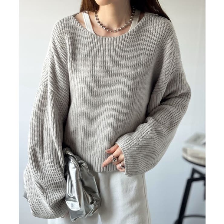 立体スリーブで叶える、こなれシルエット。コクーンスリーブシンプルプルオーバーニッ… | Classical Elf  | 詳細画像16 
