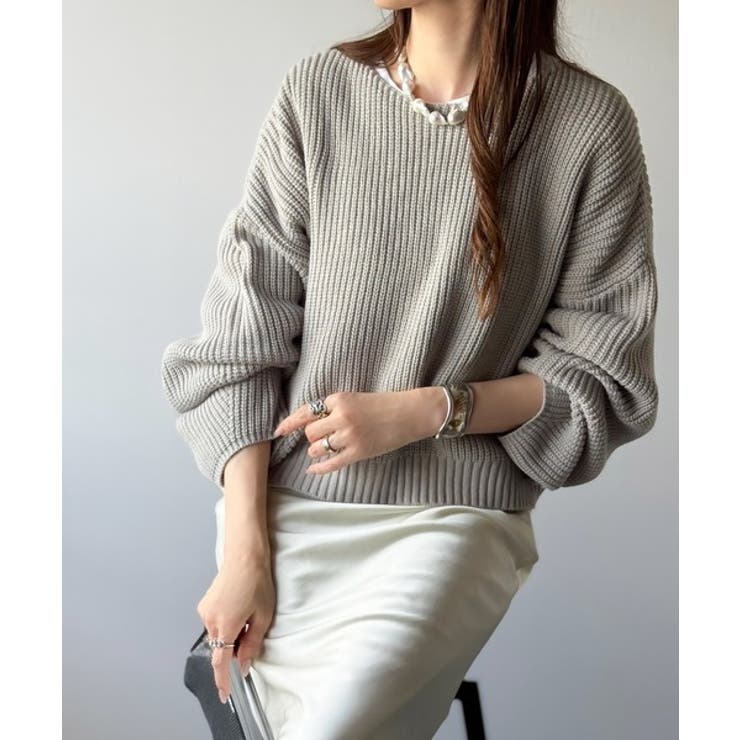 立体スリーブで叶える、こなれシルエット。コクーンスリーブシンプルプルオーバーニッ… | Classical Elf  | 詳細画像17 