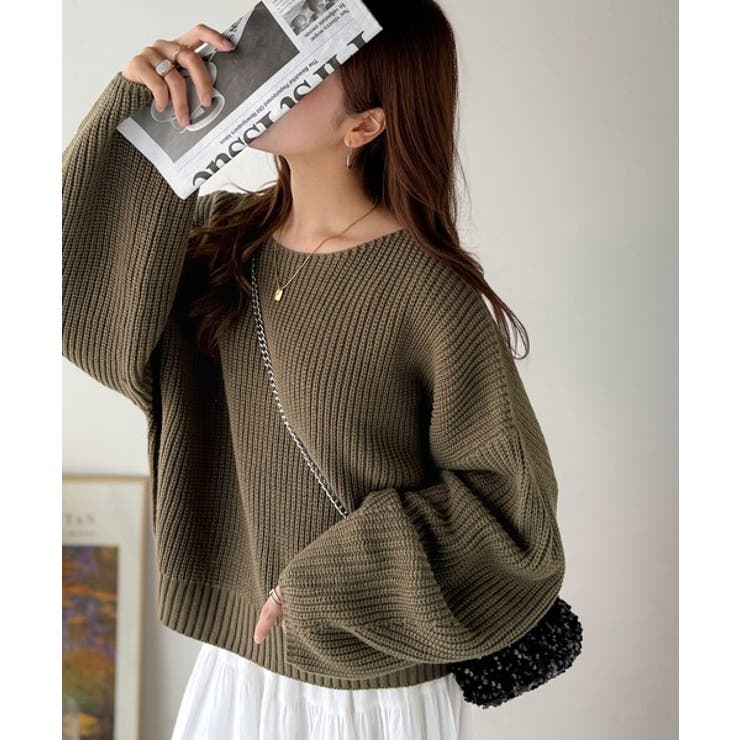 立体スリーブで叶える、こなれシルエット。コクーンスリーブシンプルプルオーバーニッ… | Classical Elf  | 詳細画像23 