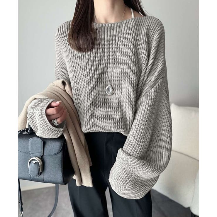 グレー | 立体スリーブで叶える、こなれシルエット。コクーンスリーブシンプルプルオーバーニッ… | Classical Elf 