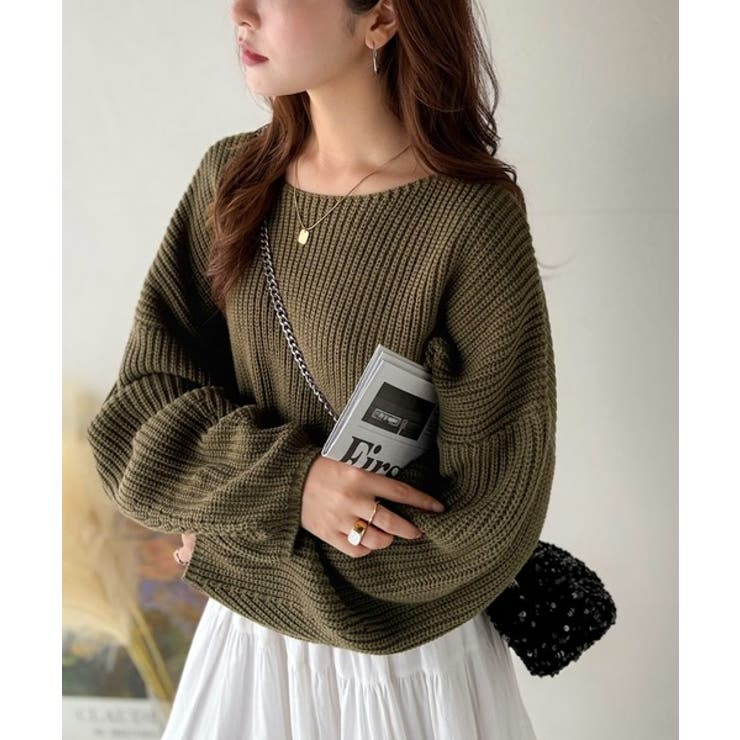 立体スリーブで叶える、こなれシルエット。コクーンスリーブシンプルプルオーバーニッ… | Classical Elf  | 詳細画像24 