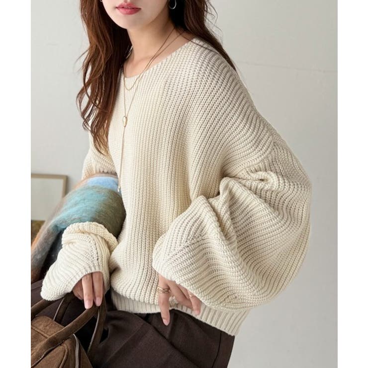 立体スリーブで叶える、こなれシルエット。コクーンスリーブシンプルプルオーバーニッ… | Classical Elf  | 詳細画像1 
