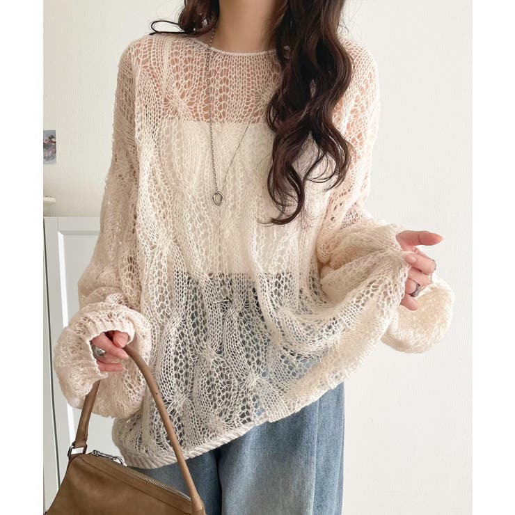 ゆるっと抜け感漂う！透かし編みケーブルオーバーサイズニット（長袖） | Classical Elf  | 詳細画像6 