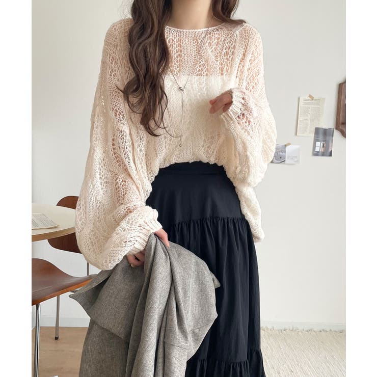 ゆるっと抜け感漂う！透かし編みケーブルオーバーサイズニット（長袖） | Classical Elf  | 詳細画像7 