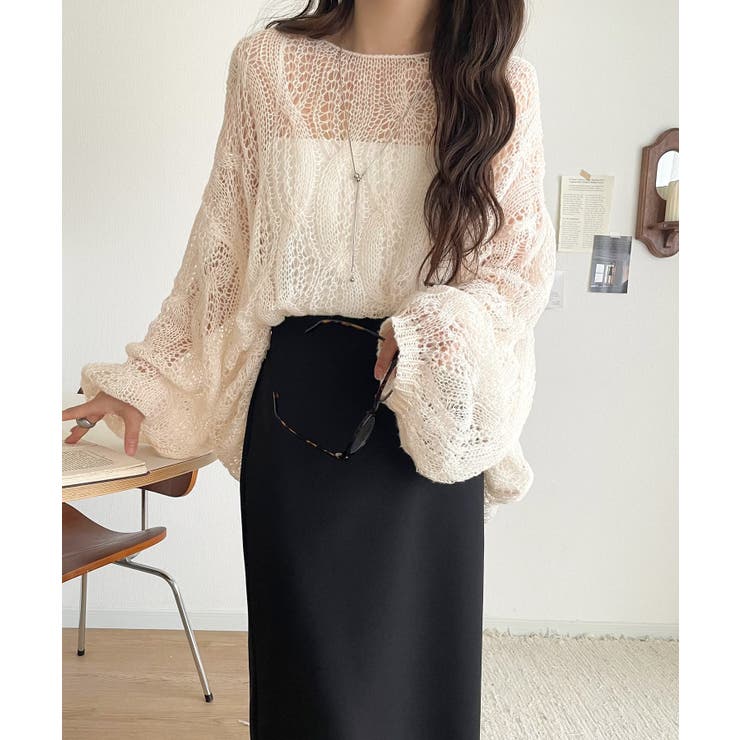 ゆるっと抜け感漂う！透かし編みケーブルオーバーサイズニット（長袖） | Classical Elf  | 詳細画像8 