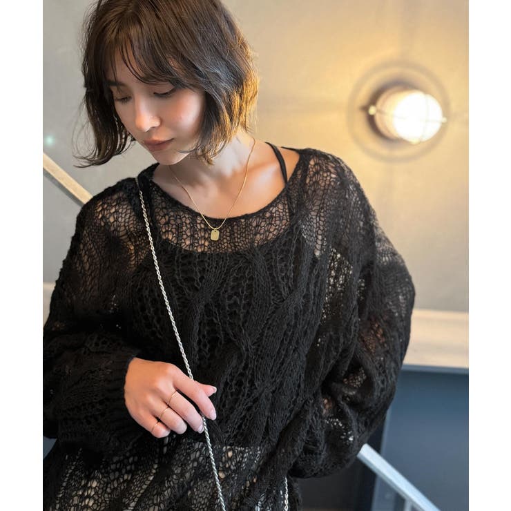 ゆるっと抜け感漂う！透かし編みケーブルオーバーサイズニット（長袖） | Classical Elf  | 詳細画像12 