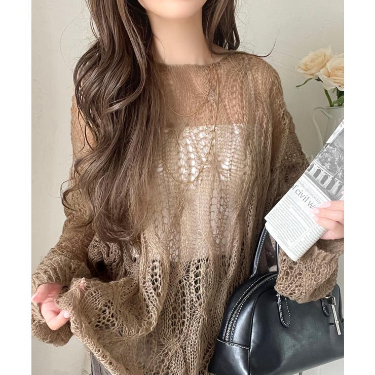 ゆるっと抜け感漂う！透かし編みケーブルオーバーサイズニット（長袖） | Classical Elf  | 詳細画像18 