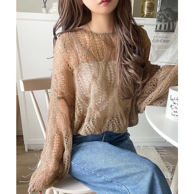 ゆるっと抜け感漂う！透かし編みケーブルオーバーサイズニット（長袖） | Classical Elf  | 詳細画像20 