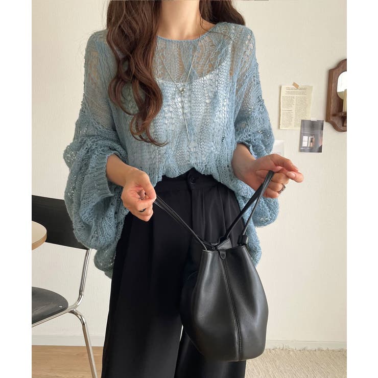 ゆるっと抜け感漂う！透かし編みケーブルオーバーサイズニット（長袖） | Classical Elf  | 詳細画像24 