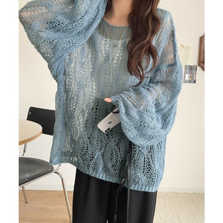 ゆるっと抜け感漂う！透かし編みケーブルオーバーサイズニット（長袖） | Classical Elf  | 詳細画像29 