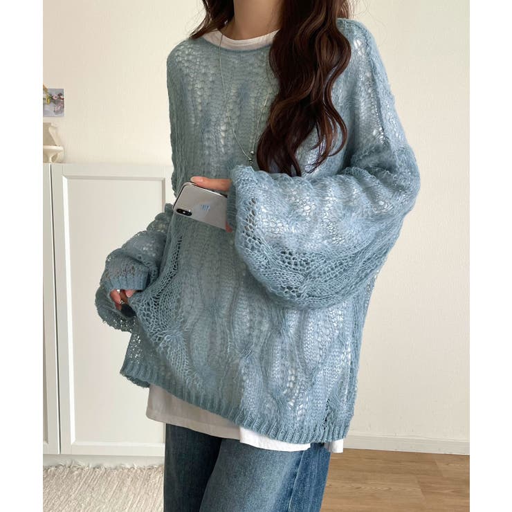 ゆるっと抜け感漂う！透かし編みケーブルオーバーサイズニット（長袖） | Classical Elf  | 詳細画像31 