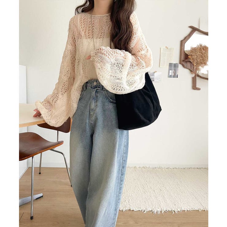 ゆるっと抜け感漂う！透かし編みケーブルオーバーサイズニット（長袖） | Classical Elf  | 詳細画像4 