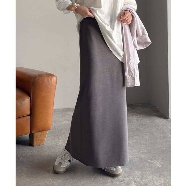 チャコール | スリット位置自由自在。マルチWAYニットナロースカート（ロング丈） | Classical Elf 