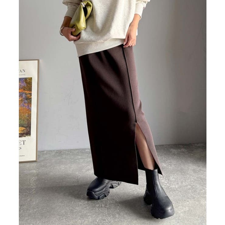 スリット位置自由自在。マルチWAYニットナロースカート（ロング丈） | Classical Elf  | 詳細画像26 