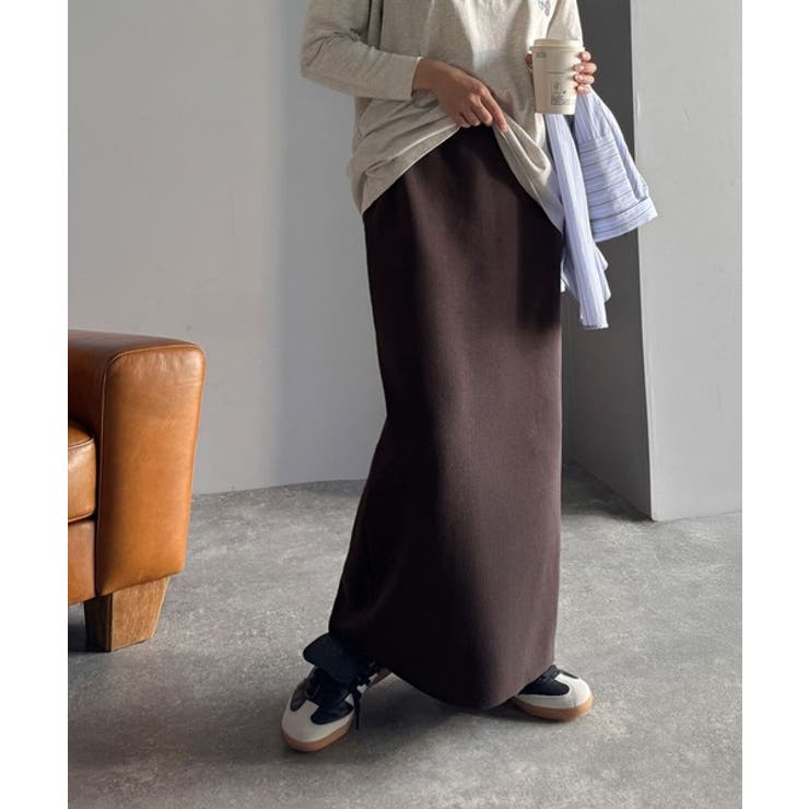ブラウン | スリット位置自由自在。マルチWAYニットナロースカート（ロング丈） | Classical Elf 