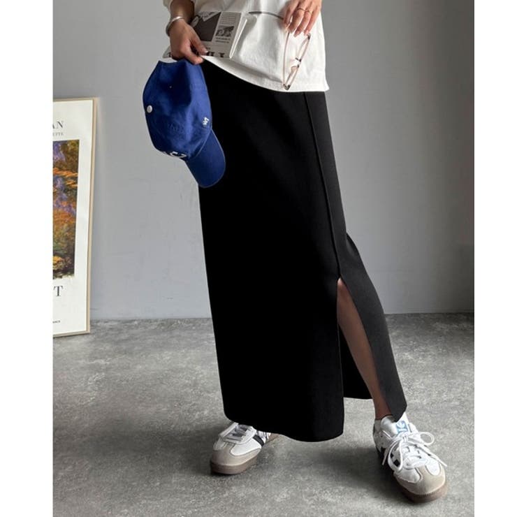 スリット位置自由自在。マルチWAYニットナロースカート（ロング丈） | Classical Elf  | 詳細画像5 