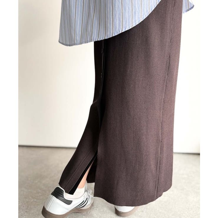 前後2wayで着まわせる！配色ボタンラインリブスカート（ロング丈） | Classical Elf  | 詳細画像20 