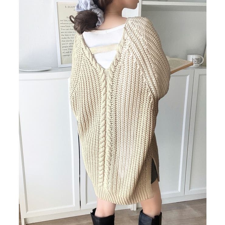 後ろ姿まで抜け感UP♪ケーブル編みバックデザイン×ルース片畦ビッグラグランニット… | Classical Elf  | 詳細画像6 