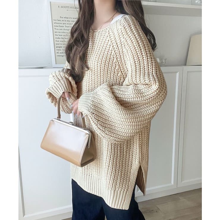 後ろ姿まで抜け感UP♪ケーブル編みバックデザイン×ルース片畦ビッグラグランニット… | Classical Elf  | 詳細画像7 