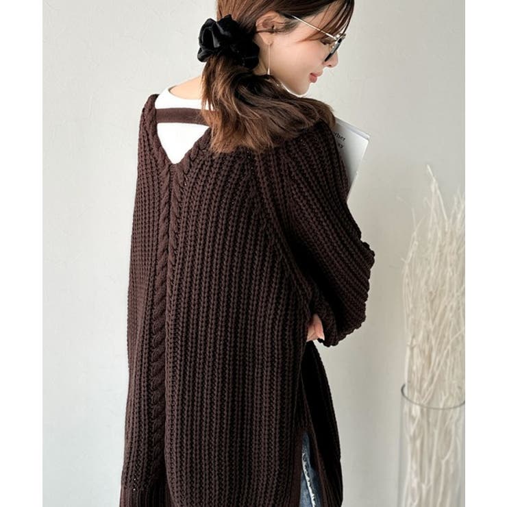 後ろ姿まで抜け感UP♪ケーブル編みバックデザイン×ルース片畦ビッグラグランニット… | Classical Elf  | 詳細画像13 