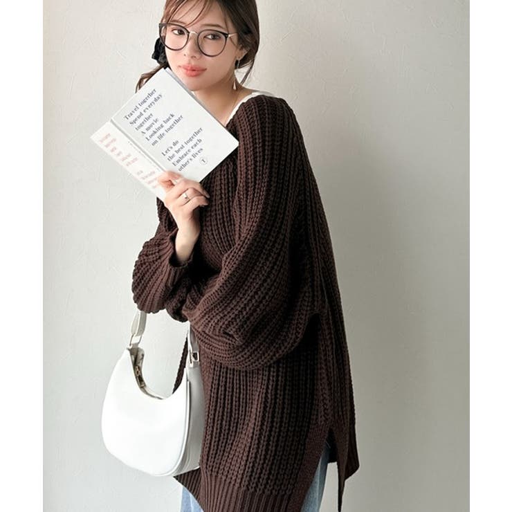 後ろ姿まで抜け感UP♪ケーブル編みバックデザイン×ルース片畦ビッグラグランニット… | Classical Elf  | 詳細画像15 