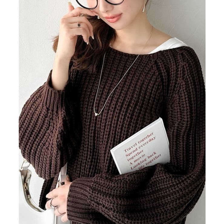 後ろ姿まで抜け感UP♪ケーブル編みバックデザイン×ルース片畦ビッグラグランニット… | Classical Elf  | 詳細画像16 