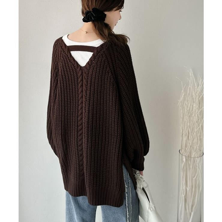 後ろ姿まで抜け感UP♪ケーブル編みバックデザイン×ルース片畦ビッグラグランニット… | Classical Elf  | 詳細画像17 